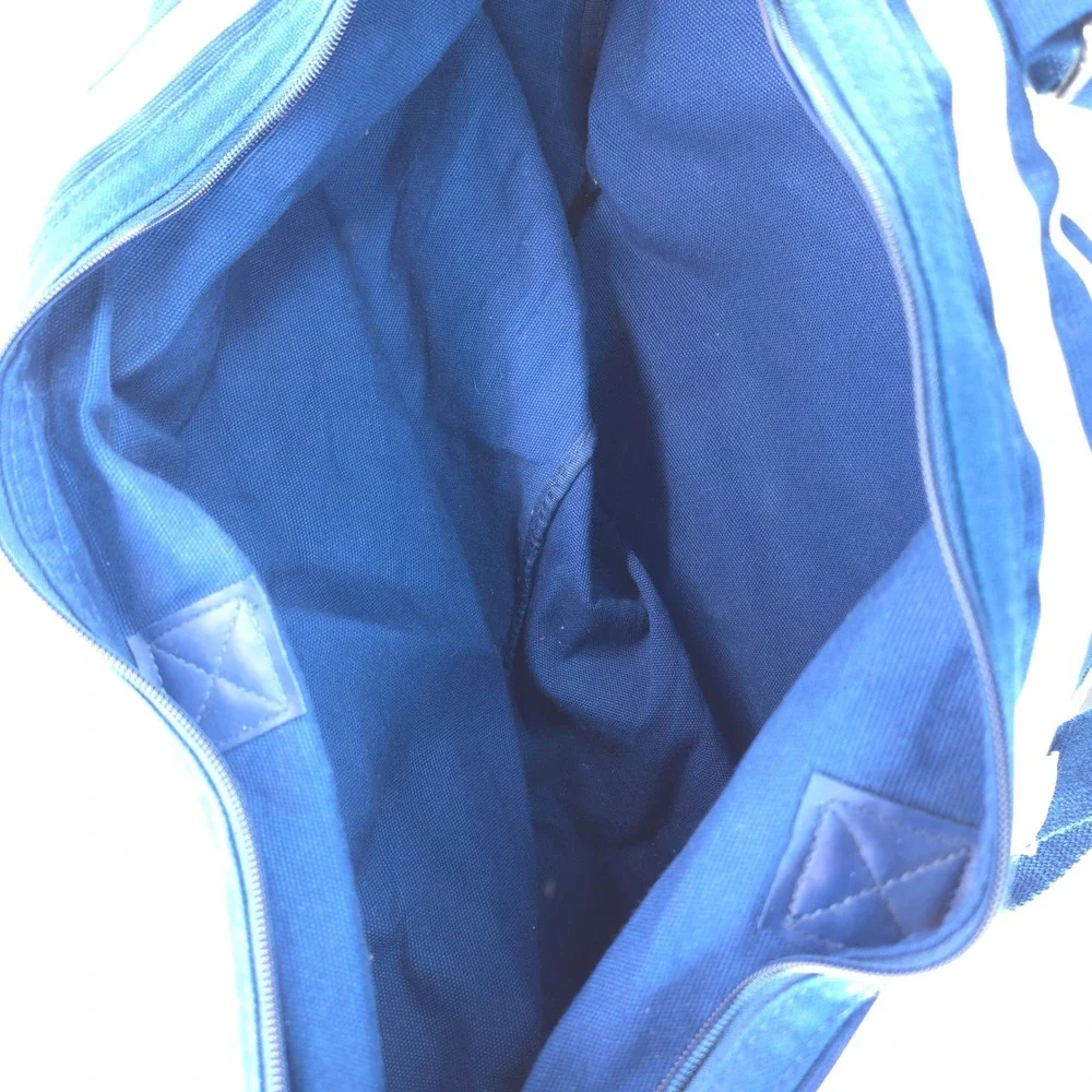 SeaWorld Orca Shamu Nautical Striped Canvas Duffle Bag Navy‎ White Travel Tote